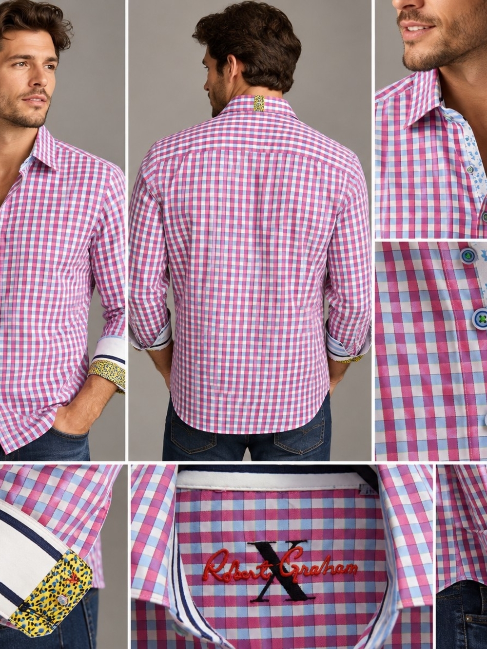 Robert Graham Men’s Pink & Blue Checked Button-Up Shirt